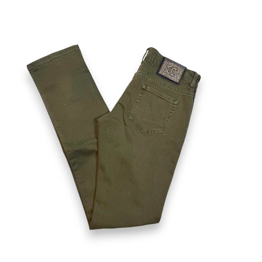 JUST CAVALLI Olive Green Stretch Straight-Leg Jeans – IT 42 / US 28
